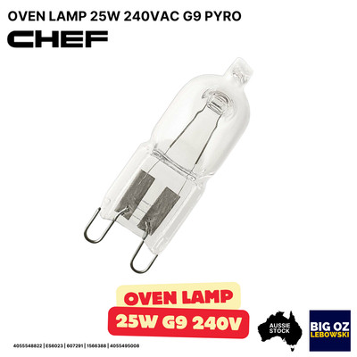 25W 240VAC G9 Pyro Halogen Bulb (300°C) for CHEF CVEP614SA Oven | OEM Grade