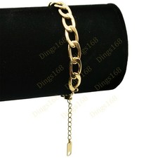 Designer Inspired Real 18K Yellow Gold Filled Wide Curb Link Chain Bracelet E276