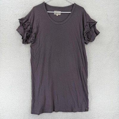 Current/Elliott T-Shirt Dress Womens 2 Gray Ruffle Roadie Short Sleeve USA Soft