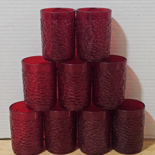 Lot Vintage Continental Carlisle Red Pebbled OJ Saft Wasser Trinken Plastik Becher - Bild 2 von 4