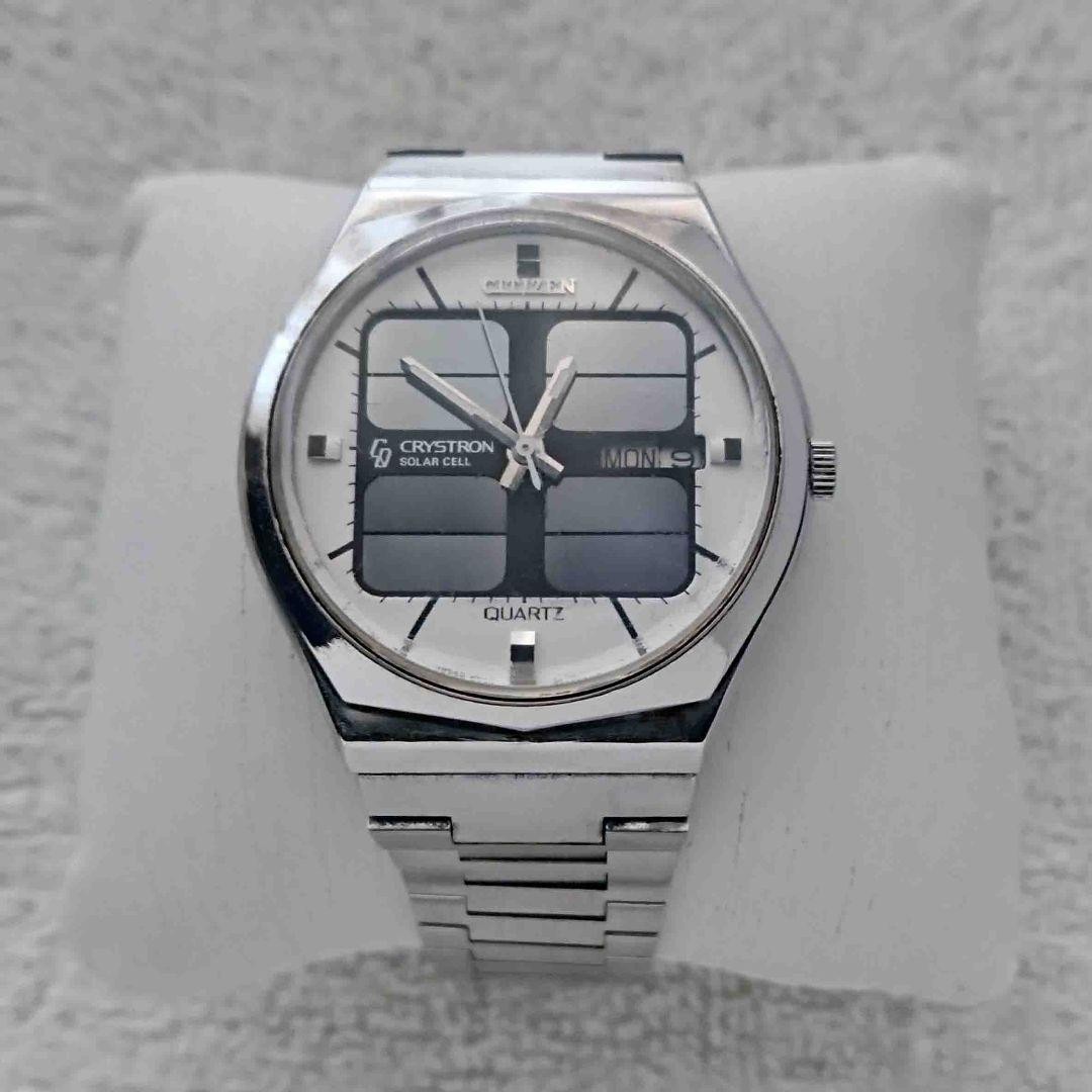 Citizen Quartz Watch 1976 Cristron Solar Cell Analog Silver