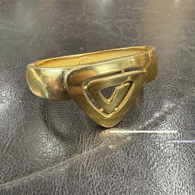 RARE GIVENCHY Triangular LOGO Goldtone Cuff BRACELET Vintage 