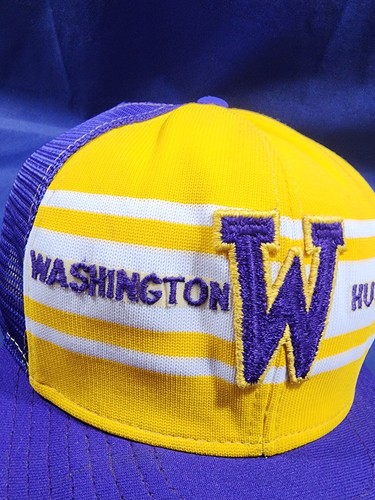 Vintage Washington Huskies AJD Hat Yellow/Purple Trucker Mesh Snapback Cap - Picture 5 of 12
