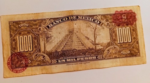 Mil Pesos Mexican $1000 1973 Cuantemoc Chichen-itza Pyramid Discontinued (5) Lot - Picture 12 of 12