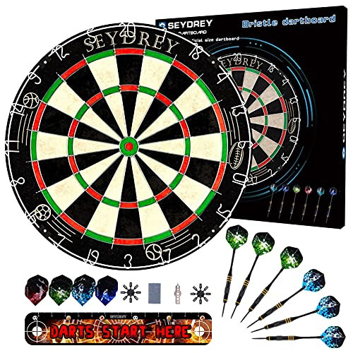 Cible flechette avec 6 flechettes Seydrey jeu traditionnel adulte noir et blanc