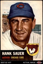 1953 Topps #111 Hank Sauer Cubs DOUBLE-PRINT 5 - EX