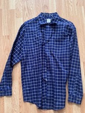 Brooks Brothers Non-Iron Navy Windowpane Button-Down Dress Shirt