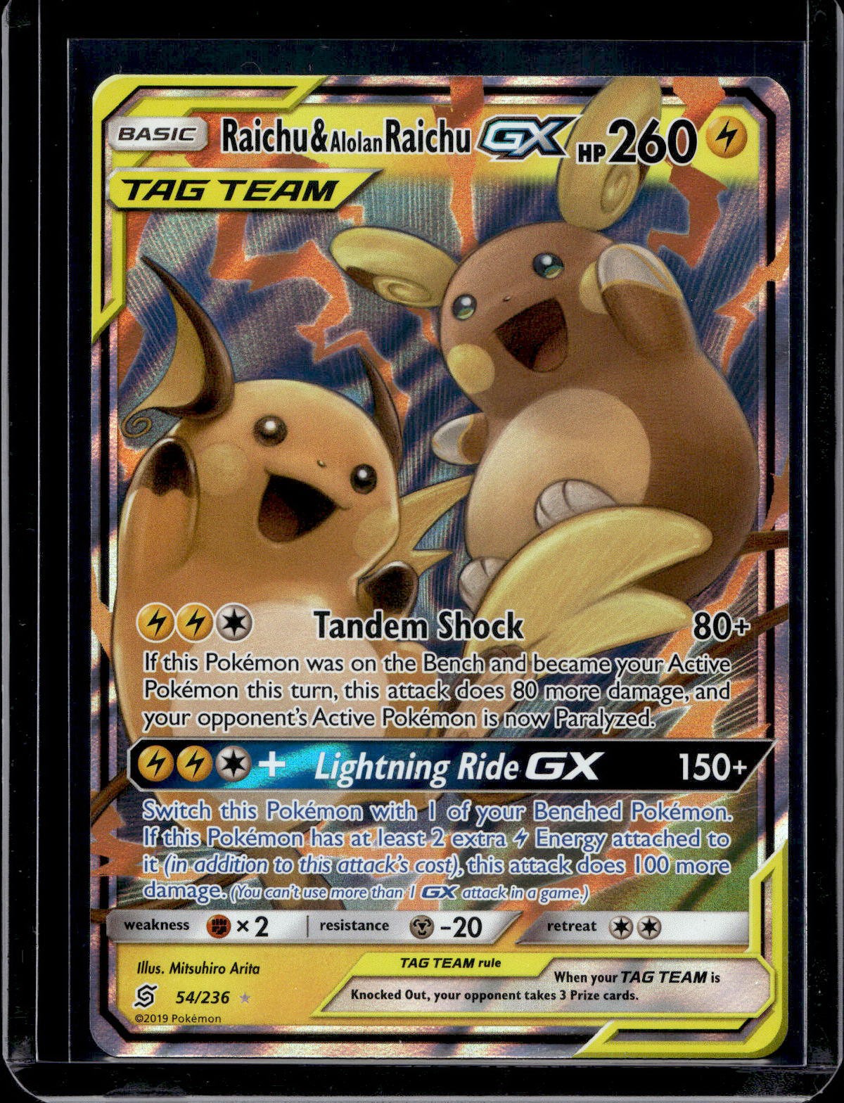 Pokemon SM - Unified Minds Raichu & Alolan Raichu GX 54/236