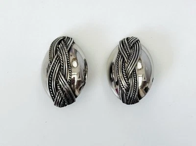 Boucles d'oreilles clips argenté Vintage 1980s - Photo 1/4