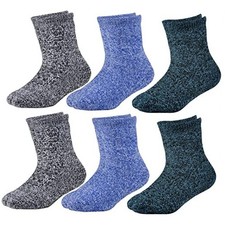6 Pairs Toddler Thick Thermal Crew Socks Baby Winter Socks Boys and Girls