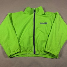 Vintage 90's Sun Streak Zip Up Jacket Neon Green Purple Accents Made In USA L
