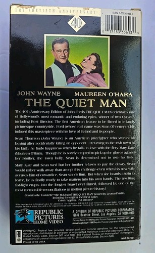 The Quiet Man VHS 40th Anniversary Edition) VHS Like New.. Worn Sleeve - Foto 3 di 4