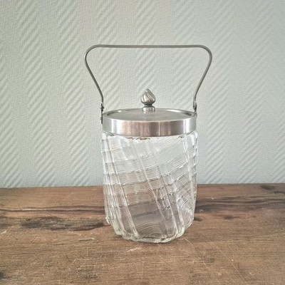 Antike niederländische FRIESISCHE DRAHT Glas Keksfass 1890 Wirbeldose Keksdose