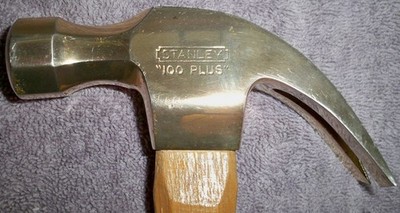 Vintage STANLEY 100 Plus Gold Plated Head Curved Claw Golden Hammer Award/ 16 oz
