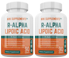2 Btl R-ALA R-Alpha Lipoic Acid 200mg Antioxidant Blood Sugar Formula Glucose