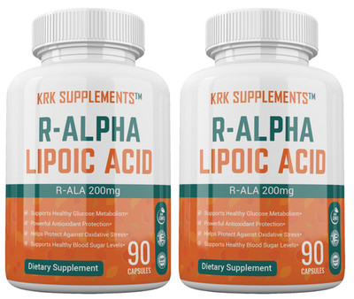 2 Btl R-ALA R-Alpha Lipoic Acid 200mg Antioxidant Blood Sugar Formula Glucose