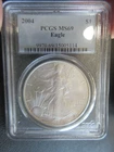 2004 $1 AMERICAN SILVER EAGLE PCGS MS69 CLASSIC BLUE LABEL Blast White Beautiful