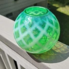 FENTON LIME GREEN OPALESCENT IVY BALL WITH DIAMOND OPTIC, CIRCA 1952