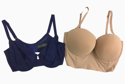 M&S Women's Bra Bundle x2 Size 36E Rose Quartz Indigo Lace Strapless Pushup New