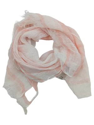 GALERIA Écharpe Femme Lin Rayures Rose Blanc Casual 194x90cm - Photo 1/2
