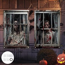 2 szt. Halloween Straszne Osłony Okna Dekoracje Resuable Krwawe Wewnątrz