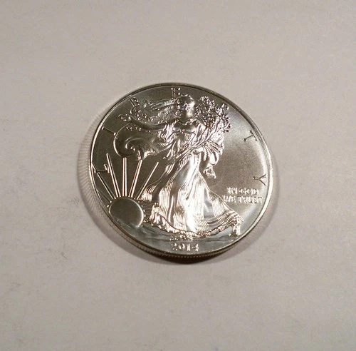 2014 AMERICAN SILVER EAGLE BU COIN NICE WHITE COIN