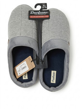 Dearfoams Cozy Comfort Men's XL 13-14 Grey Gel Infused Memory Foam Slippers