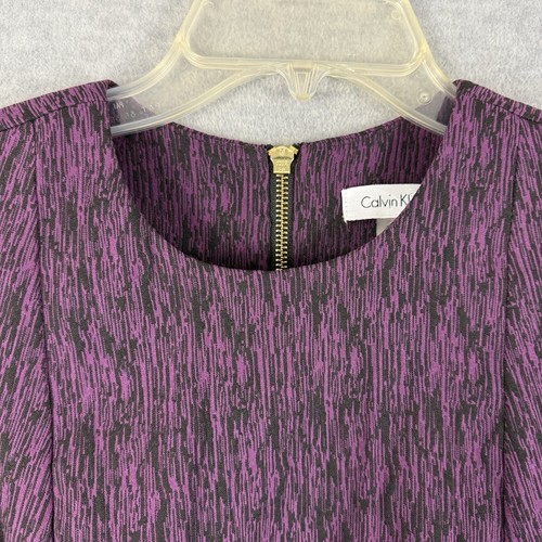 Abito tubino senza maniche Calvin Klein 2 maglia ponte viola nero zip posteriore - Foto 4 di 13