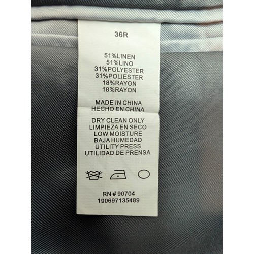 Perry Ellis Portfolio Blazer Sport Coat Mens Linen Blue Gingham Slim Fit Sz 36R - Picture 11 of 14