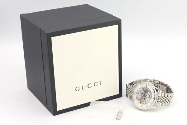 Gucci G-Timeless Men's Steel Skeleton Auto Watch Silver Used From Japan thumbnail 10