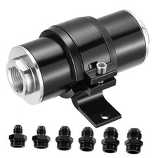 100 Micron Inline Fuel Filter with Bracket Clamp, 6AN 8AN Silver With Bracket