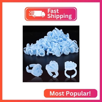 Pretty memory 100PCS Glue Rings for Eyelash Extensions Lovely Heart Lash Glue Ri