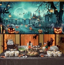 Scary Halloween Backdrop for Photography Misty Night Pumpkin Ghothic 6x13 Ft. Ne