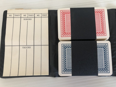 Vintage Playing Double Deck Cards Score Card Folding Vinyl Case