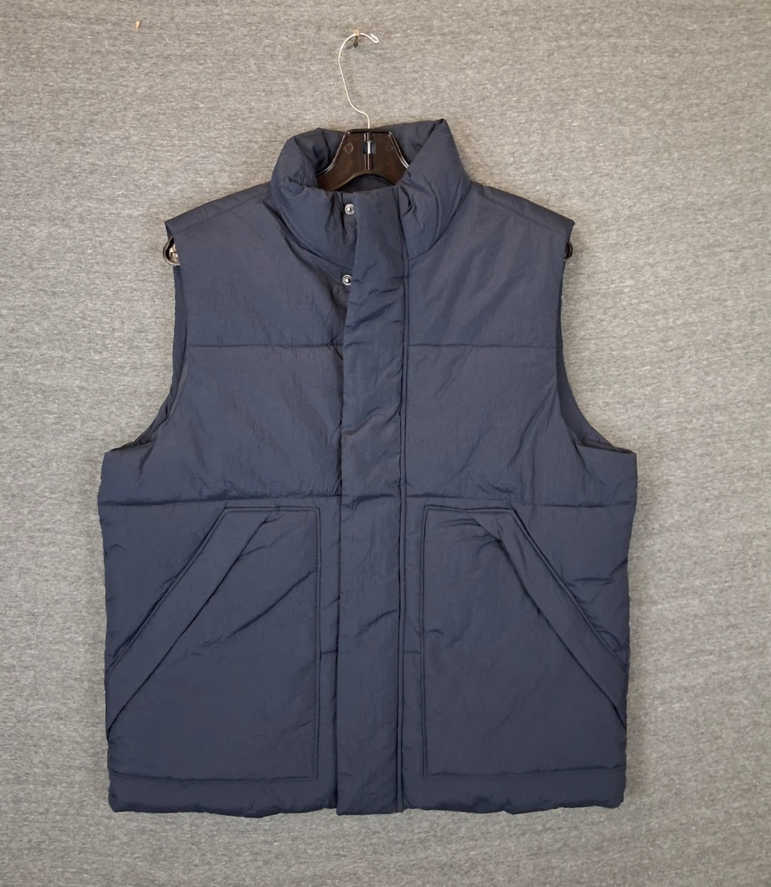 New Old Navy Adult Jacket Small Blue Puffer Vest Water Resistant Zip Snap Nylon