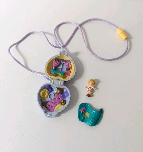 Vintage Polly Pocket 1993 FUZZY KITTEN Necklace Locket Nearly Complete RARE