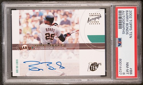2002 TOPPS TEN AUTOGRAPH BARRY BONDS TTA-BB PSA 8