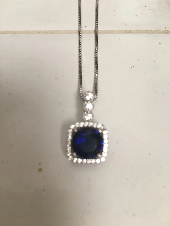 girocollo in argento 925 con pietra blu e zirconi bluespirit - Immagine 4 di 4