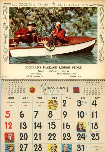 Richard's Package Liquor Store, Madison, Wisconsin, 1958 Calendar