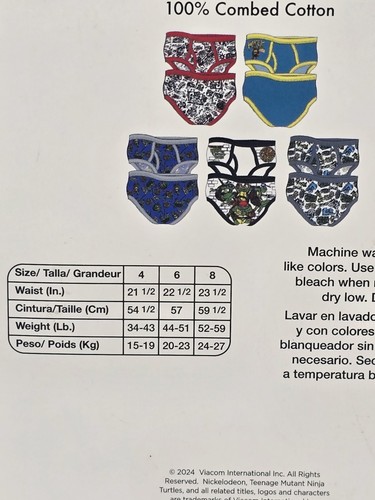 Teenage Mutant Ninja Turtles Boys Size 6 Briefs 5 Pair Cotton Underwear NEW H - Picture 3 of 3