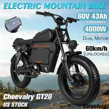 4000W Electric Motorcycle 60V 43AH 20*4.5" Fat tire E-bike CHEEVALRY GT20 US
