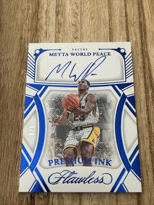 2023-24 Panini Flawless Metta World Peace Premium Ink Blue /8 #PI-MWP PACERS