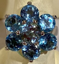 Vintage Sterling 925 Gorgeous Dramatic Ring With Blue Topaz Stones So 7 1/2
