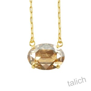 Authentic La Vie Parisienne Antique Gold Plated Oval Crystal Pendant Necklace in Champagne