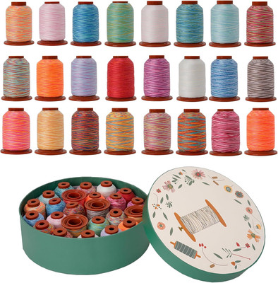 24 Colors Variegated Sewing Thread 500Y Each Spool Polyester Threads Rainbow