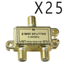 25 Pack Lot - 2-Way Coax Video Splitter Digital HD Cable TV RG6 F 5-900 MHz 1x2