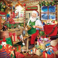 20 Papierservietten, Servietten Santa's Workshop Ambiente 33X33Cm | Weihnachten