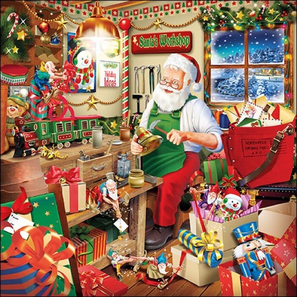 20 Papierservietten, Servietten Santa's Workshop Ambiente 33X33Cm | Weihnachten-image