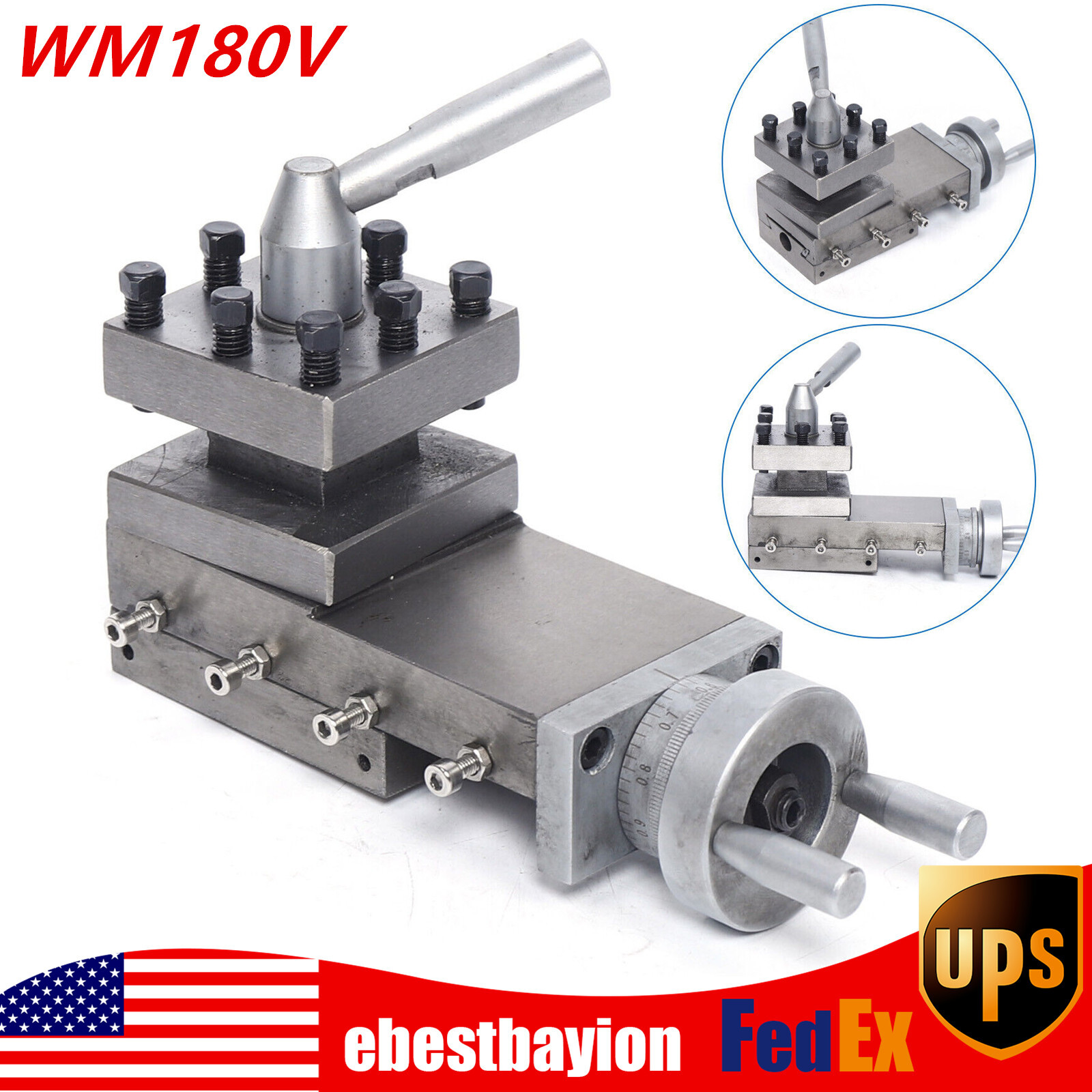 WM180V Precision Metal Lathe Cross Slide & Tool Holder Compound - Heavy-Duty Cast Iron Construction for Enhanced Stability and Durability in Machining Projects.