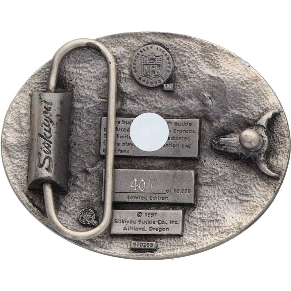 Nuevo Denver Broncos Super Bowl Fútbol Elway Colorado NFL NOS De Colección Hebilla de Cinturón 4 Foto 3 de 3
